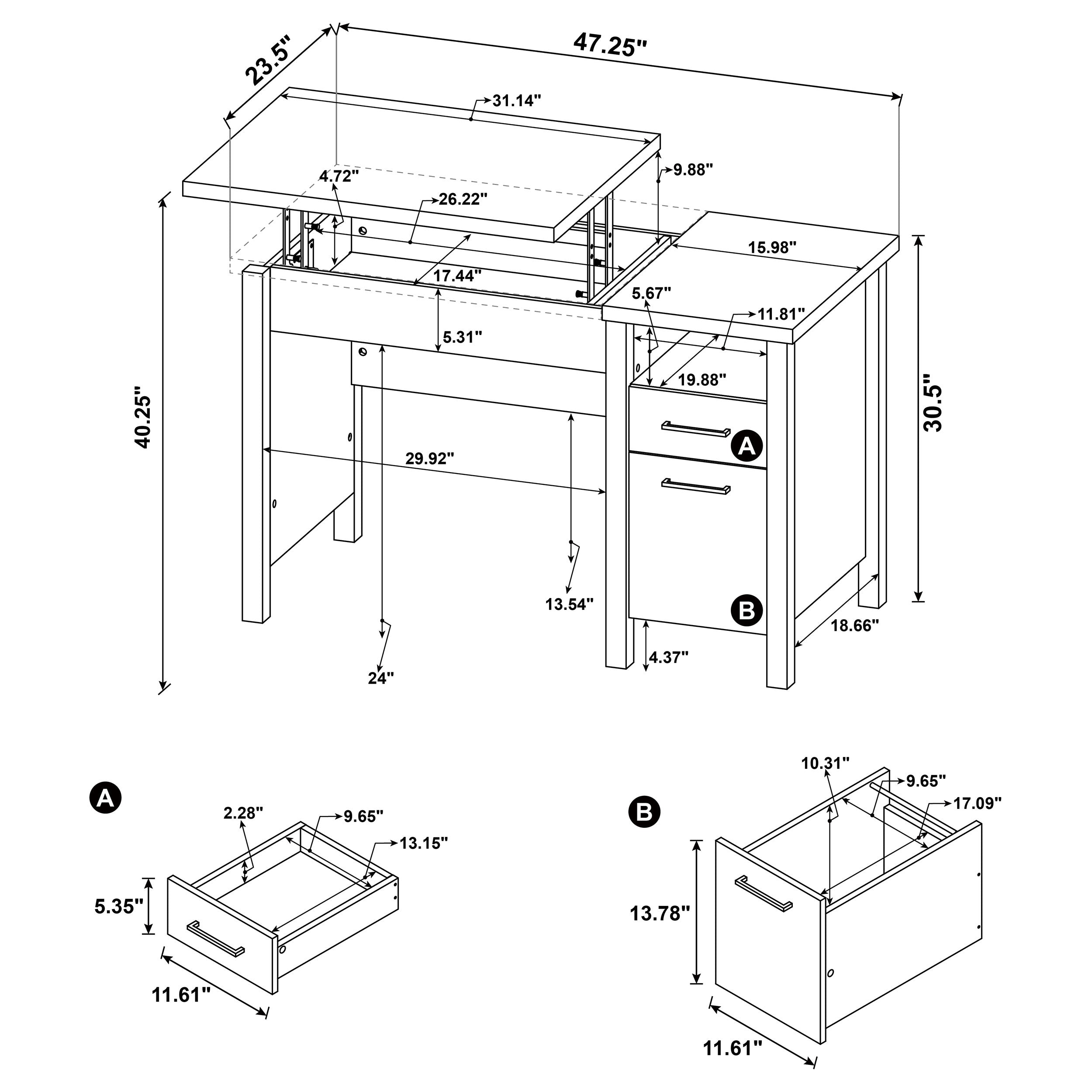 Delwin Lift Top Computer Desk