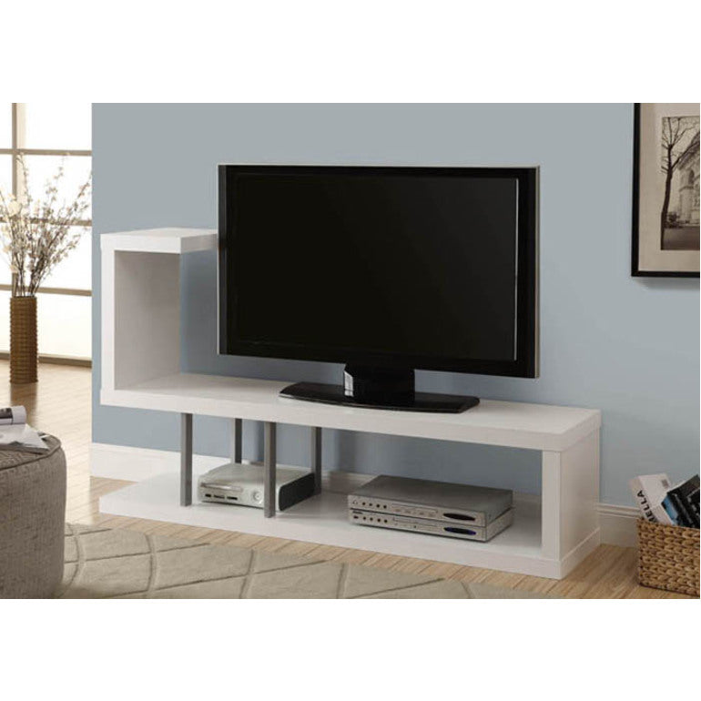 Hollow-Core TV Media Console Stand, For Flat-Panel TVs Up To 47" In White