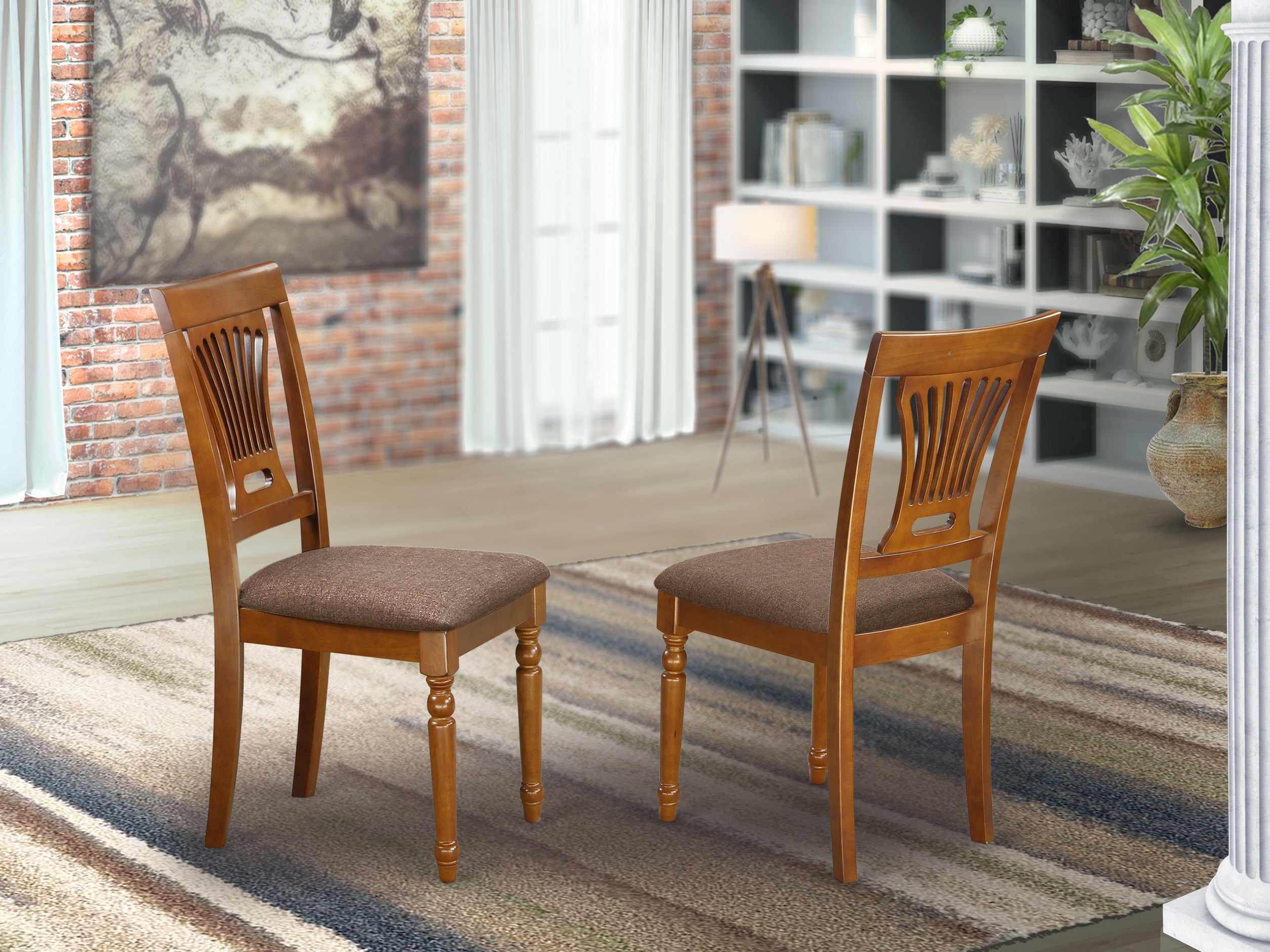 PVC-SBR-C Plainville Chair with Cushion Seat - Saddle Brown Finish