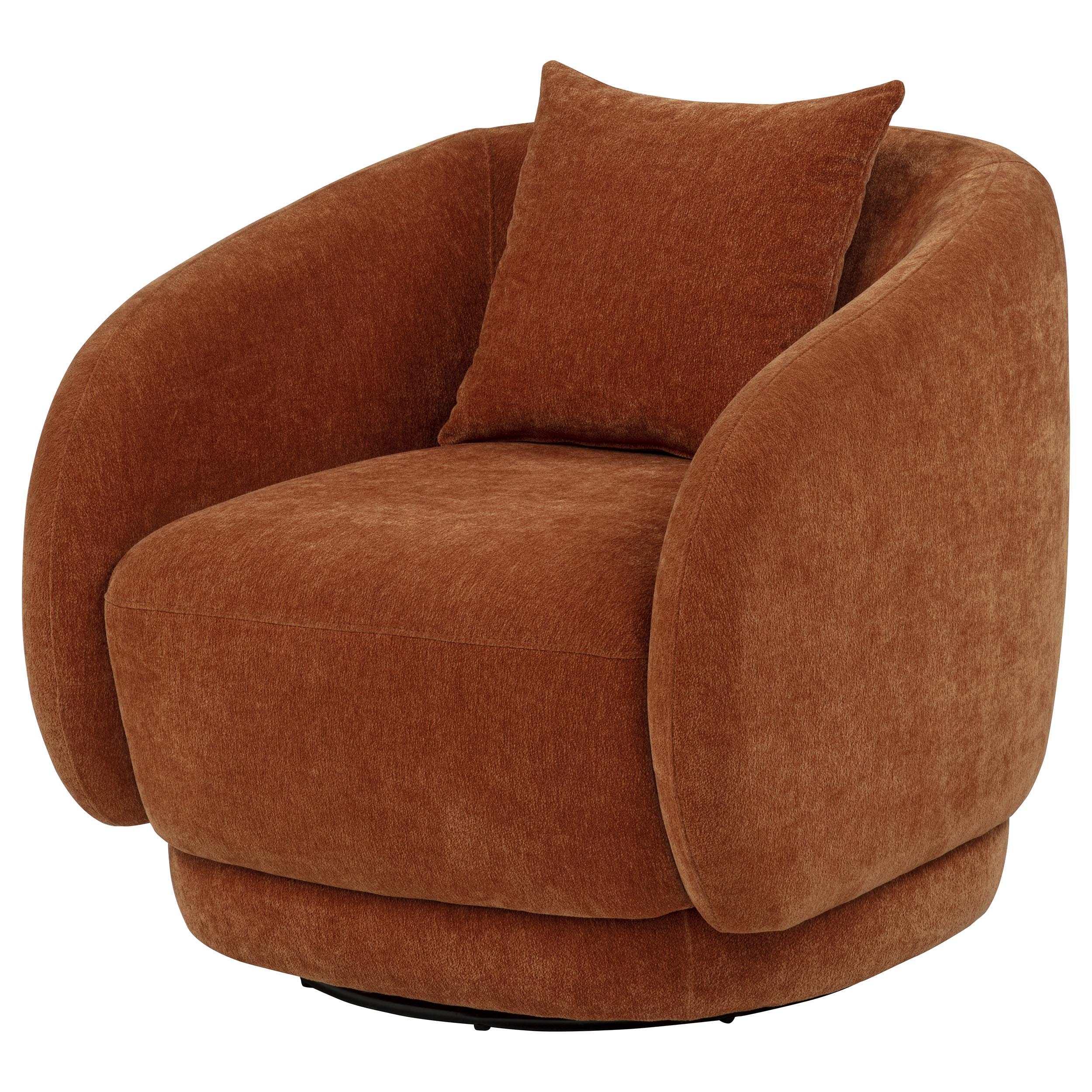 Arnaud Chenille Upholstered Swivel Accent Chair Burnt Orange
