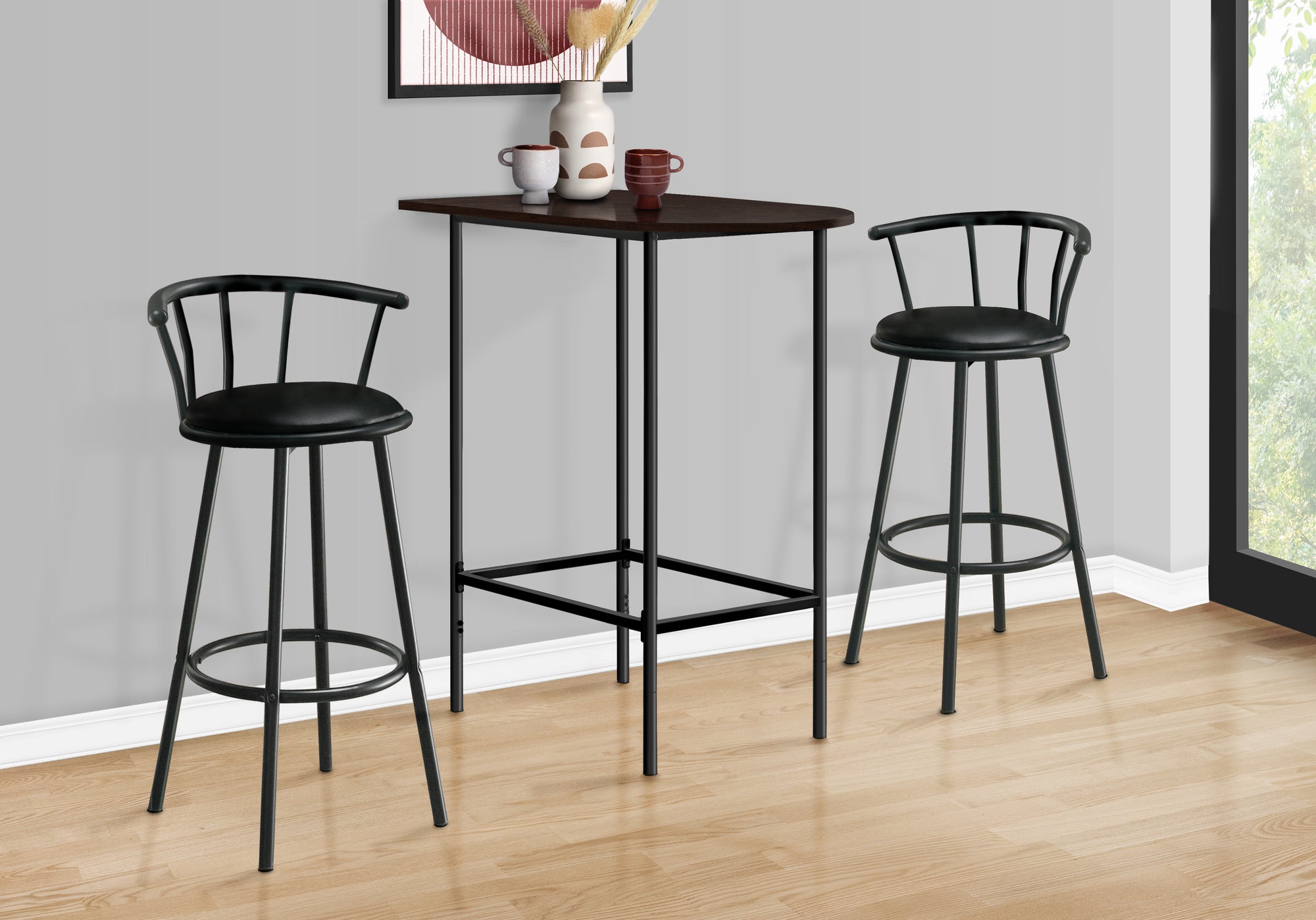36" Rectangular Metal Spacesaver Home Bar Table in Cappuccino Black