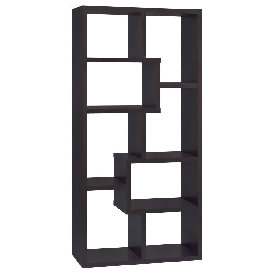 Theo Geometric 10-shelf Bookcase Cappuccino