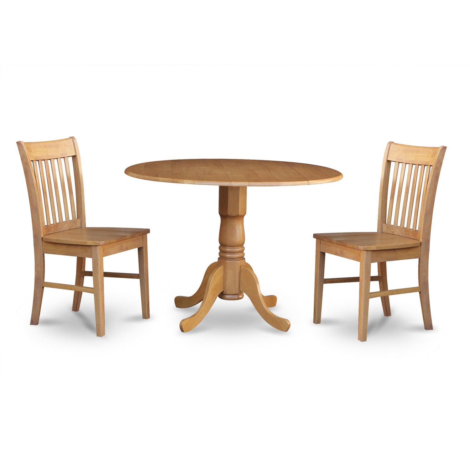 DLNO3-OAK-W 3 Pc Kitchen nook Dining set-round Kitchen Table plus 2 dinette Chairs