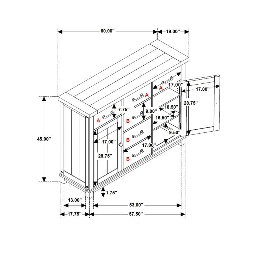 Calandra 2-door Rectangle Server Vintage Java