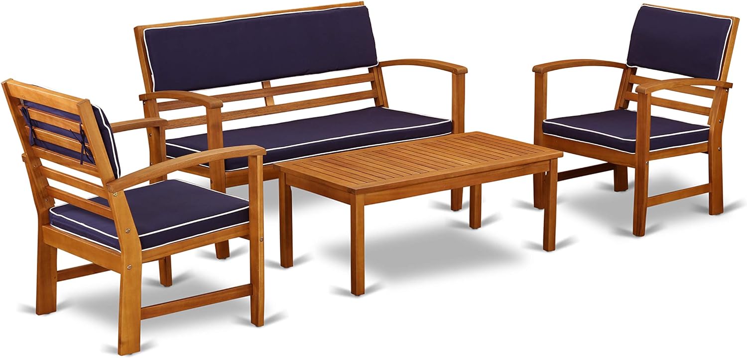 Coppell 4-piece Wood Patio Dining Set in Natural Oil