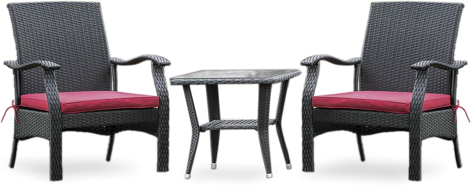 Denton 3-piece Modern Metal Patio Dining Set in Black