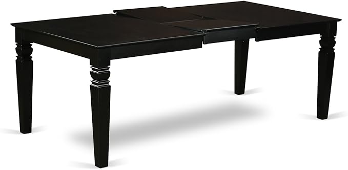 Logan 9 PC 84" Traditional Dining room Table With Leaf And Parson Chairs Set in Black