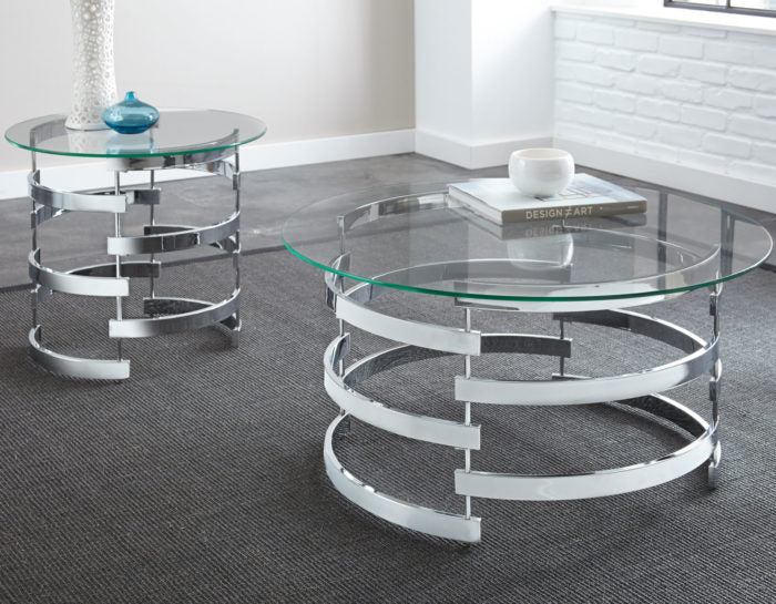 Tayside Round Glass Top Coffee Table in Chrome