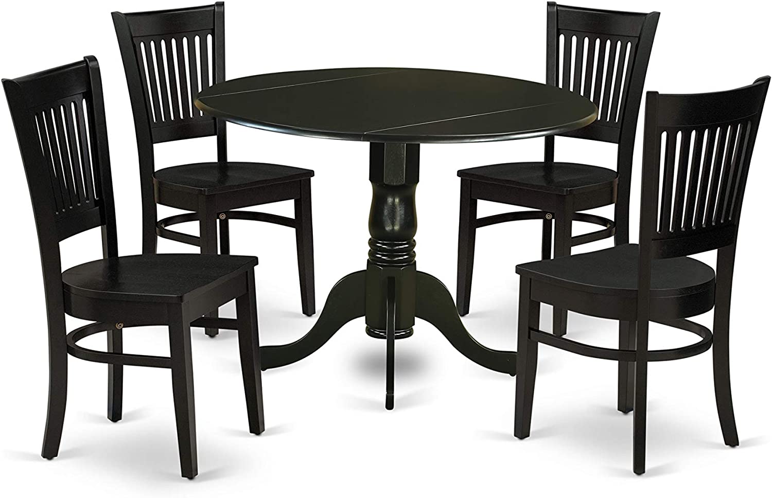 East West Furniture DLVA5-BLK-W Dining Table Set, 5-Piece