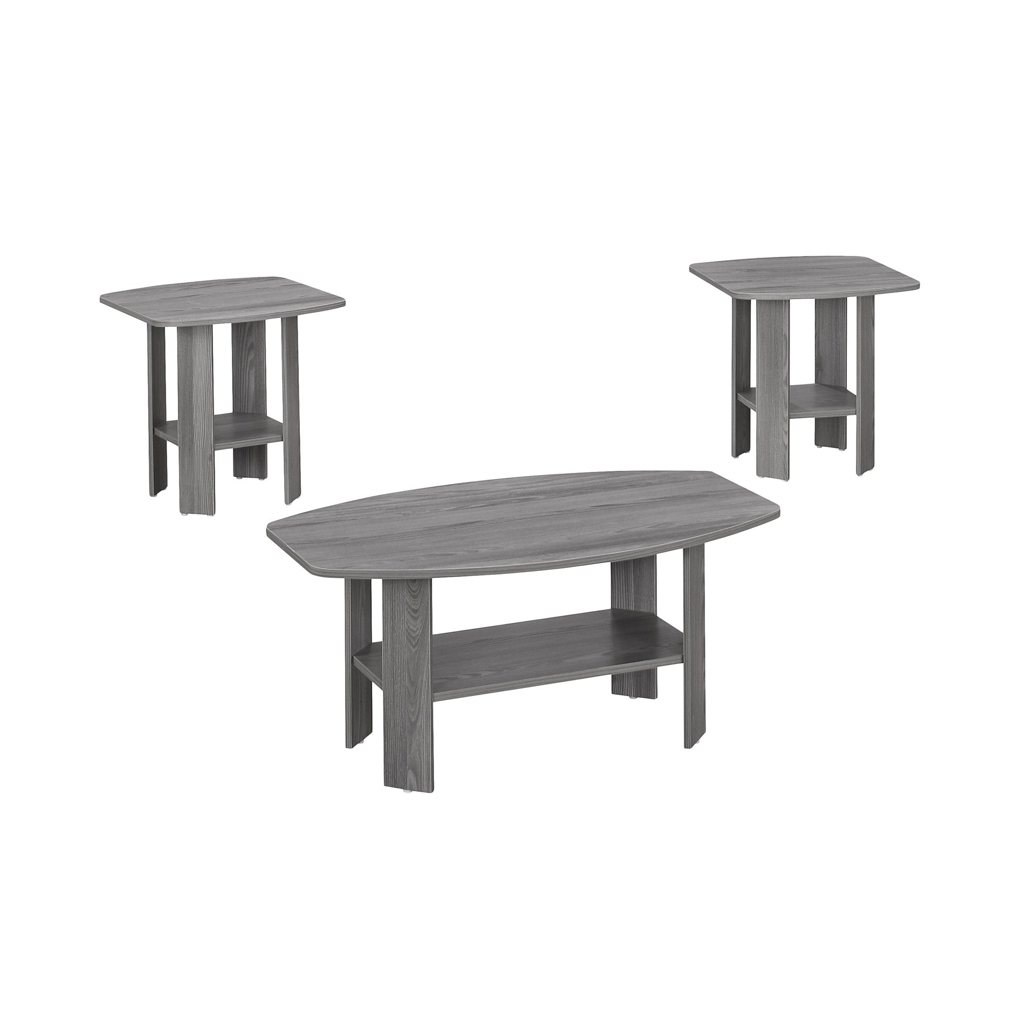 Farmhouse Rustic Gray Barn 3 PC Coffee End Table Set