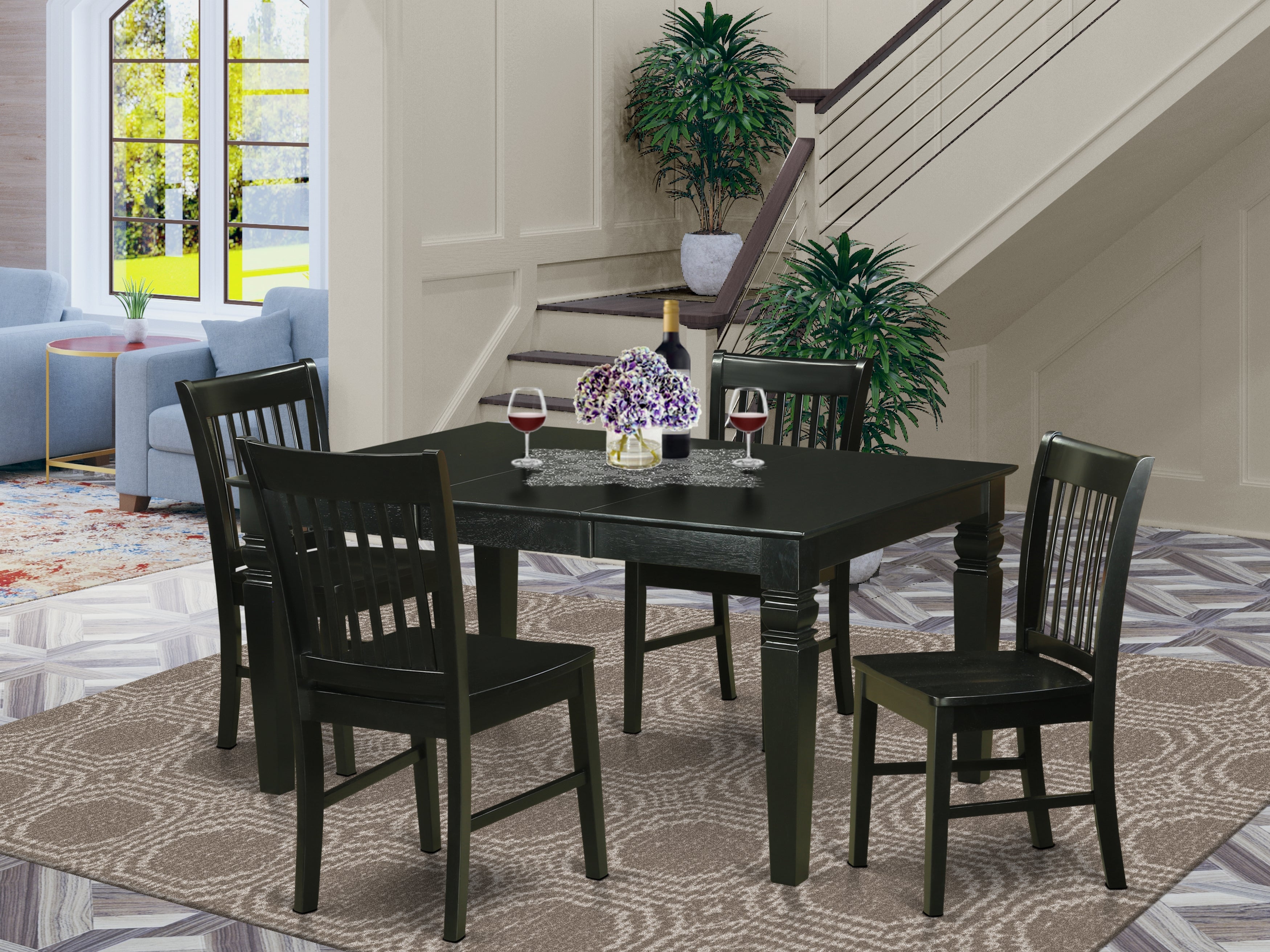 WENO5-BLK-W 5 Pc Dining room set for 4-Kitchen Table and 4 Dining Chairs