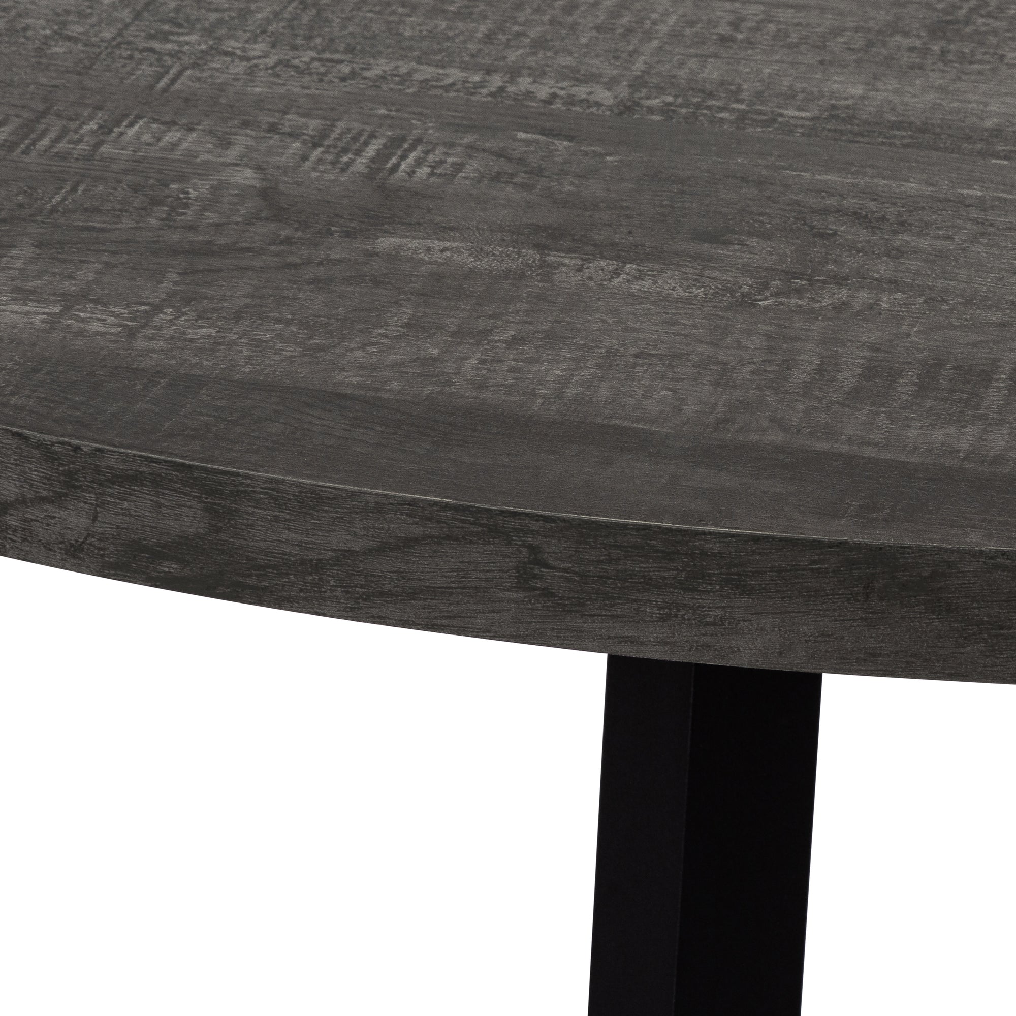 48" Mid Century Round Wood Top Dining Table in Reclaimed Black