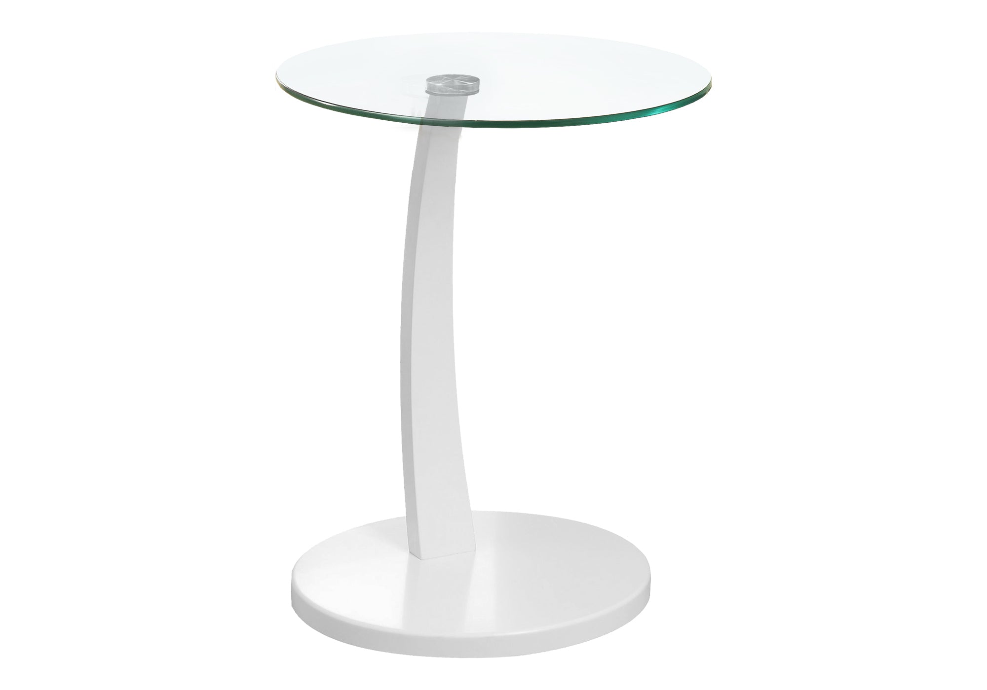 Contemporary C Shaped Accent End Chairside Snack table In white