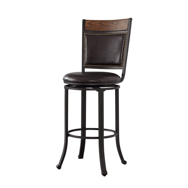 Powell Franklin Metal And Wood Swivel Bar Stool In Brown