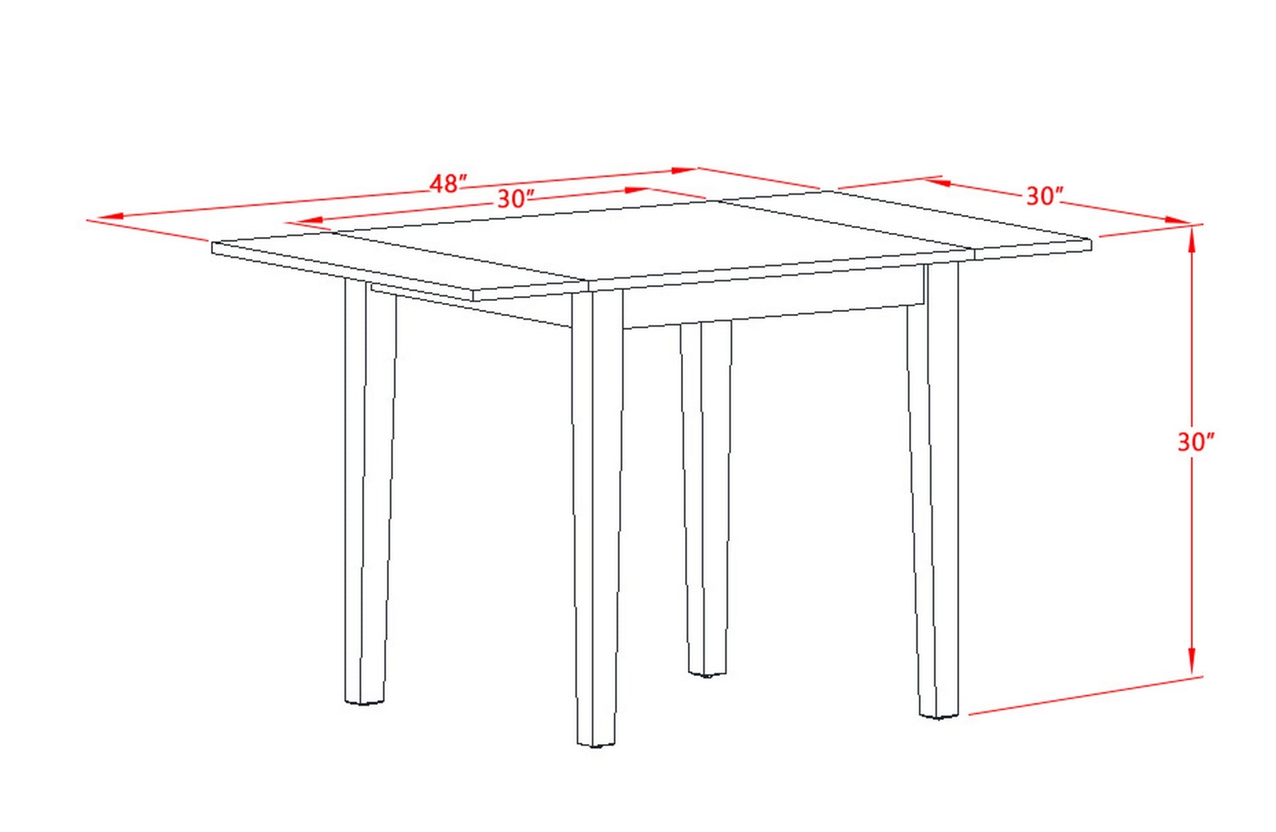 NDT-OAK-T Norden Rectangular Table 30"X48" With 2 Drop Leaves In Oak Finish