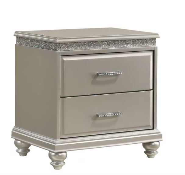 Valiant 5 PC King Glam Silver Upholstered Bedroom Set