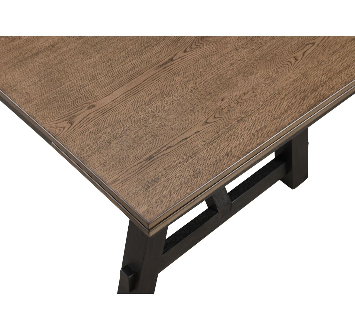 Moderna 6 Pc Rustic 66"-94" Dining Room Table Chairs and Bench Set In Brown/ Charcoal