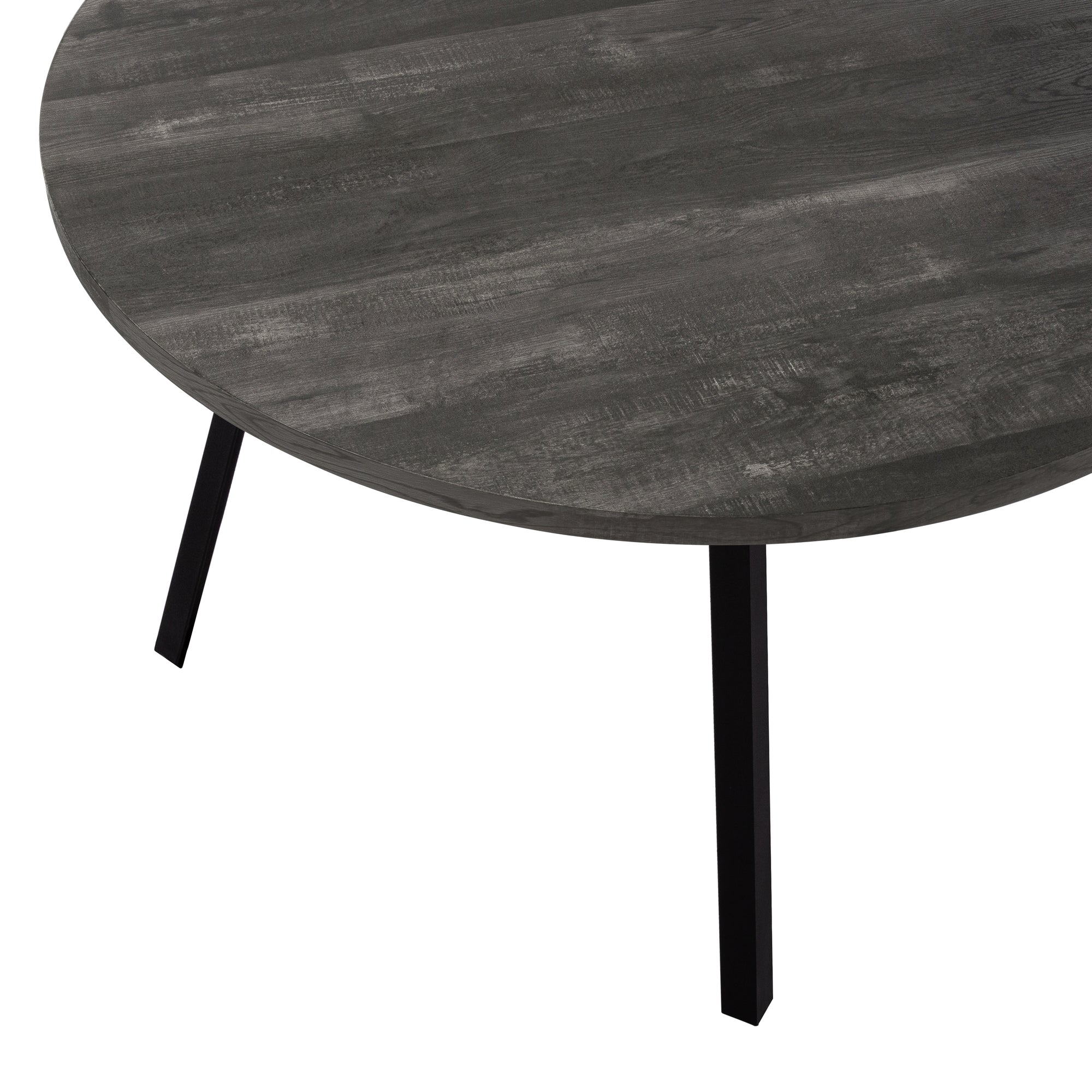 48" Mid Century Round Wood Top Dining Table in Reclaimed Black