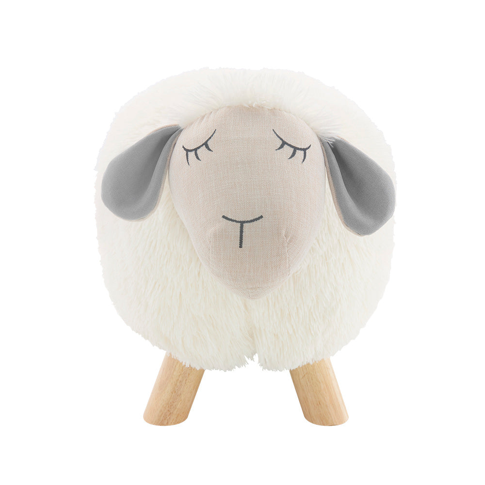 Powell Sydney Sheep Stool Faux Fur Natural and white