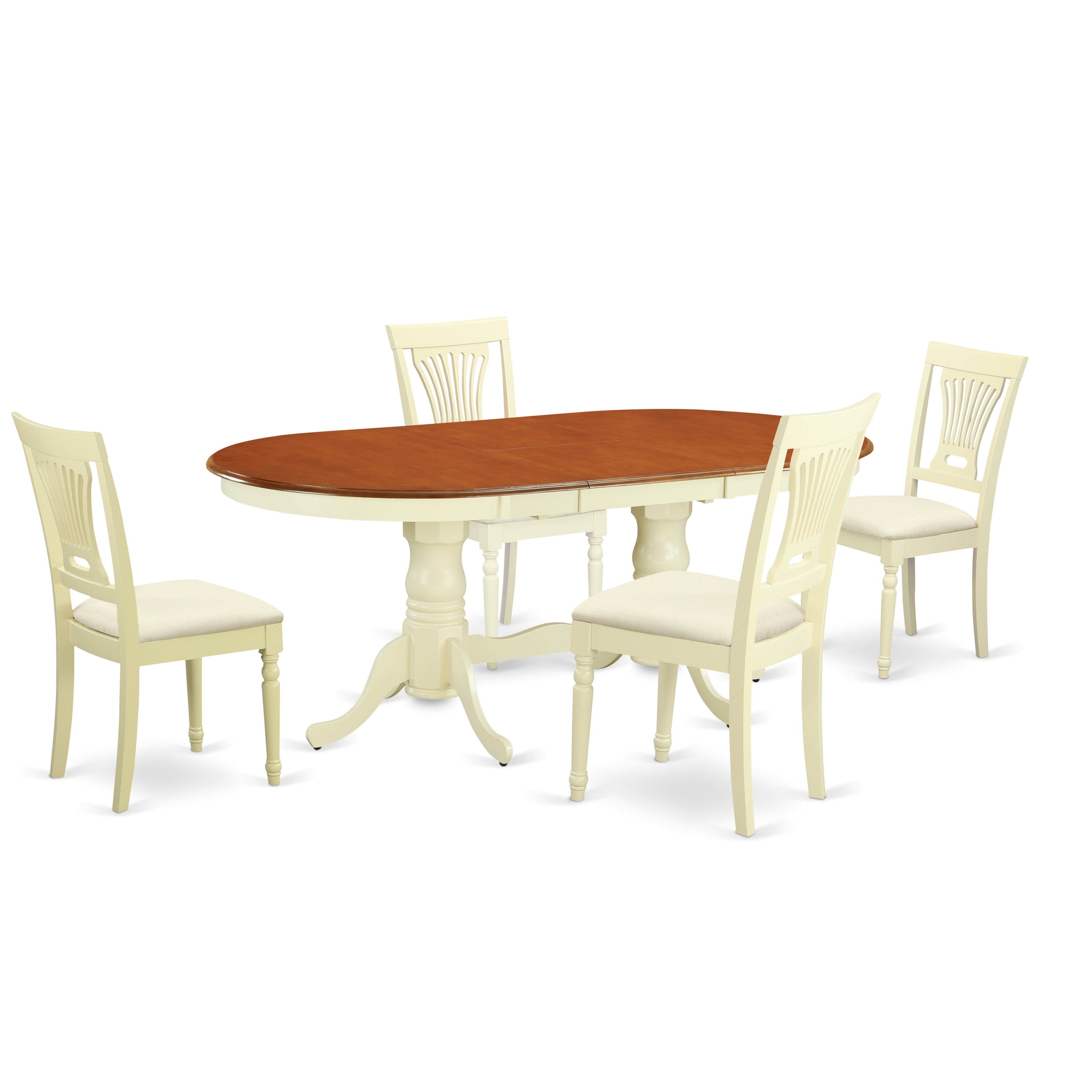 PLAI5-WHI-C 5 PC Dining room set for 4-Dining Table and 4 Dining Chairs