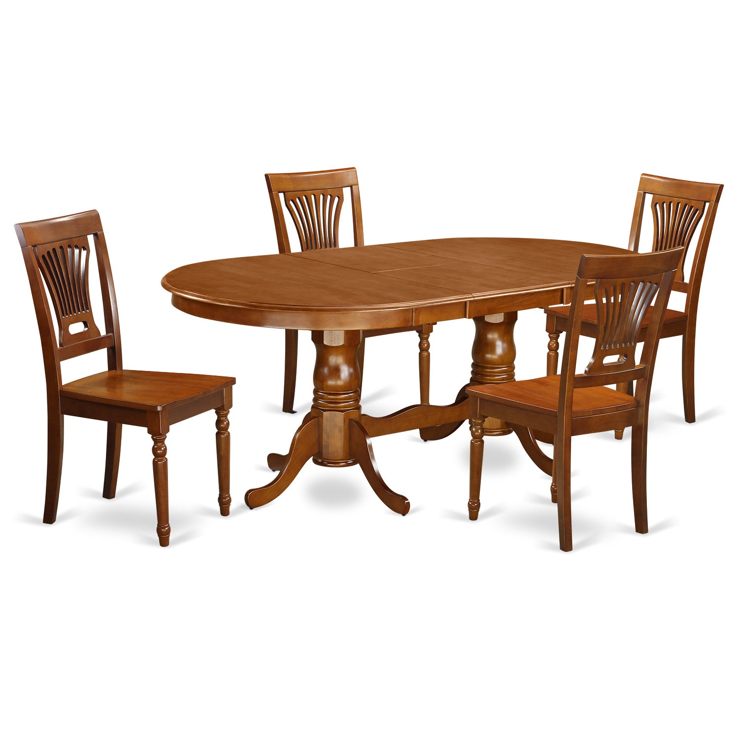 PLAI5-SBR-W 5 Pc Dining room set-Dining Table plus 4 Dining Chairs