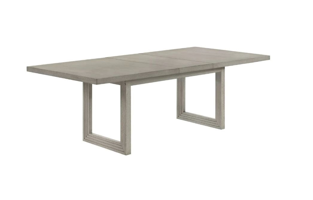 Contemporary Ivory Gray 6 Pc Dining Room Table and Upholstered Chairs Set