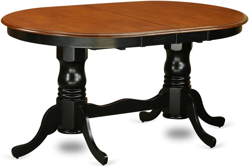 7 Pc Oval Dining room Table with Leaf and Leatherette Seat Chairs in Black / Cherry