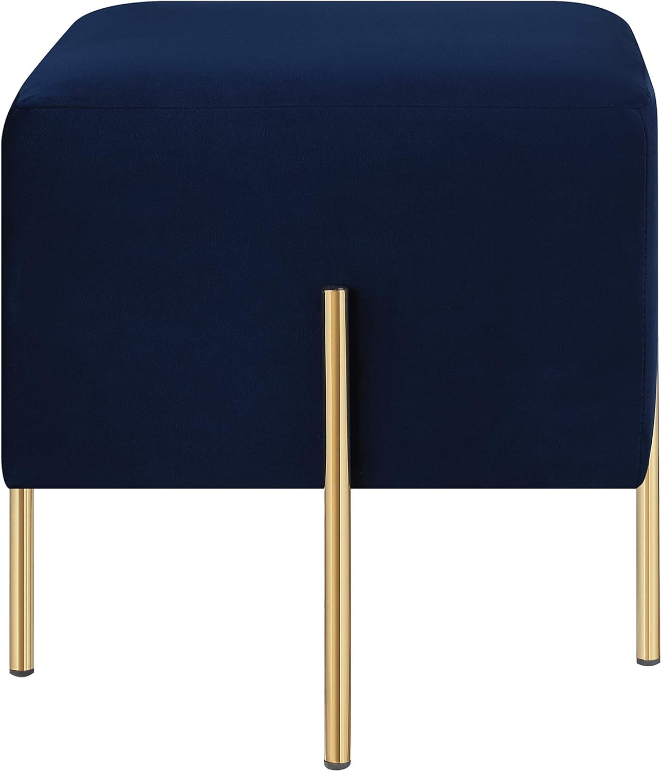 Blue Square Upholstered Ottoman with Gold legs