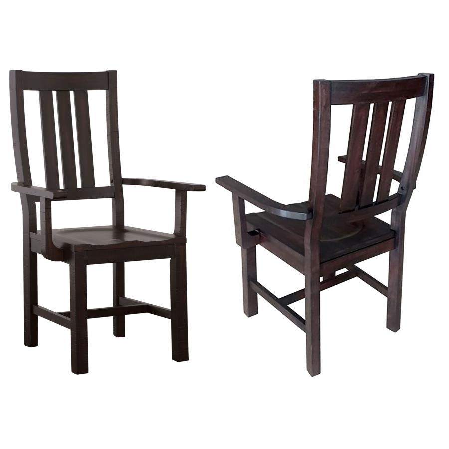 Calandra Slat Back Arm Chairs Vintage Java - Set of 2