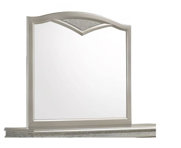 Valiant 5 PC Queen Glam Silver Upholstered Bedroom Set