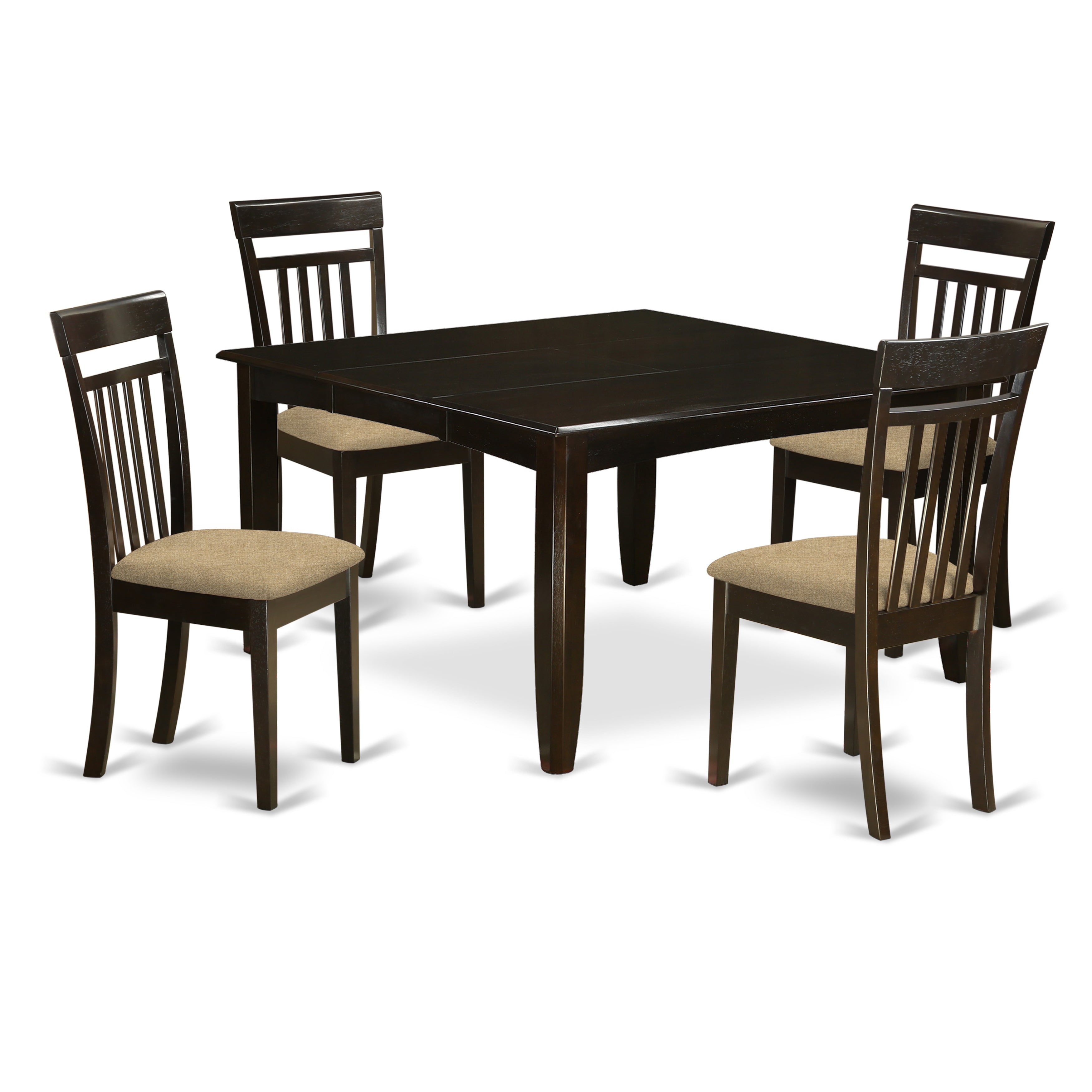 PFCA5-CAP-C 5 PC Dining room set for 4-Dinette Table with Leaf and 4 Dinette Chairs.