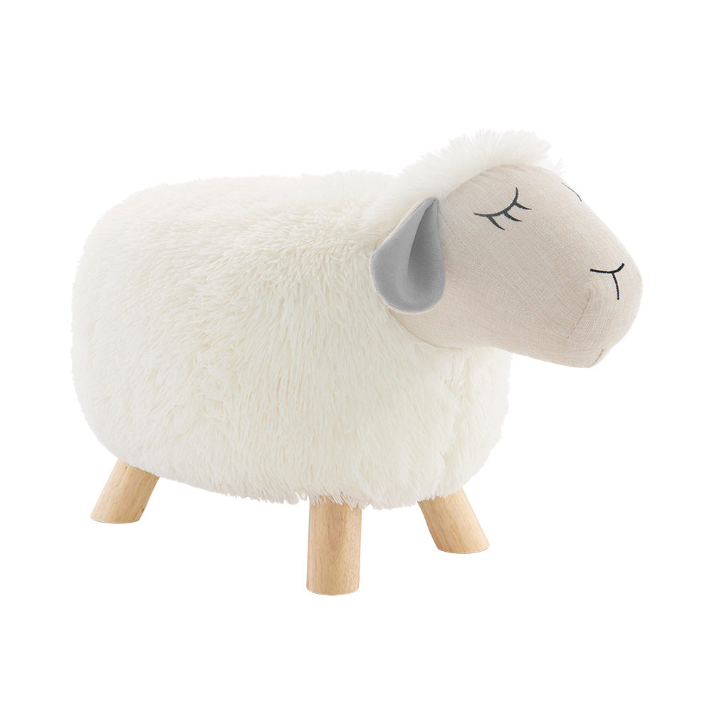 Powell Sydney Sheep Stool Faux Fur Natural and white