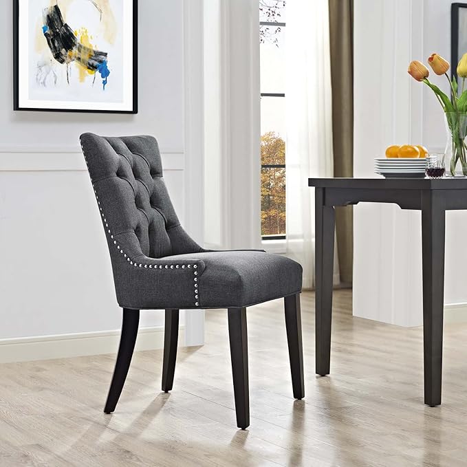 Regent Tufted Fabric Dining Chair In Gray