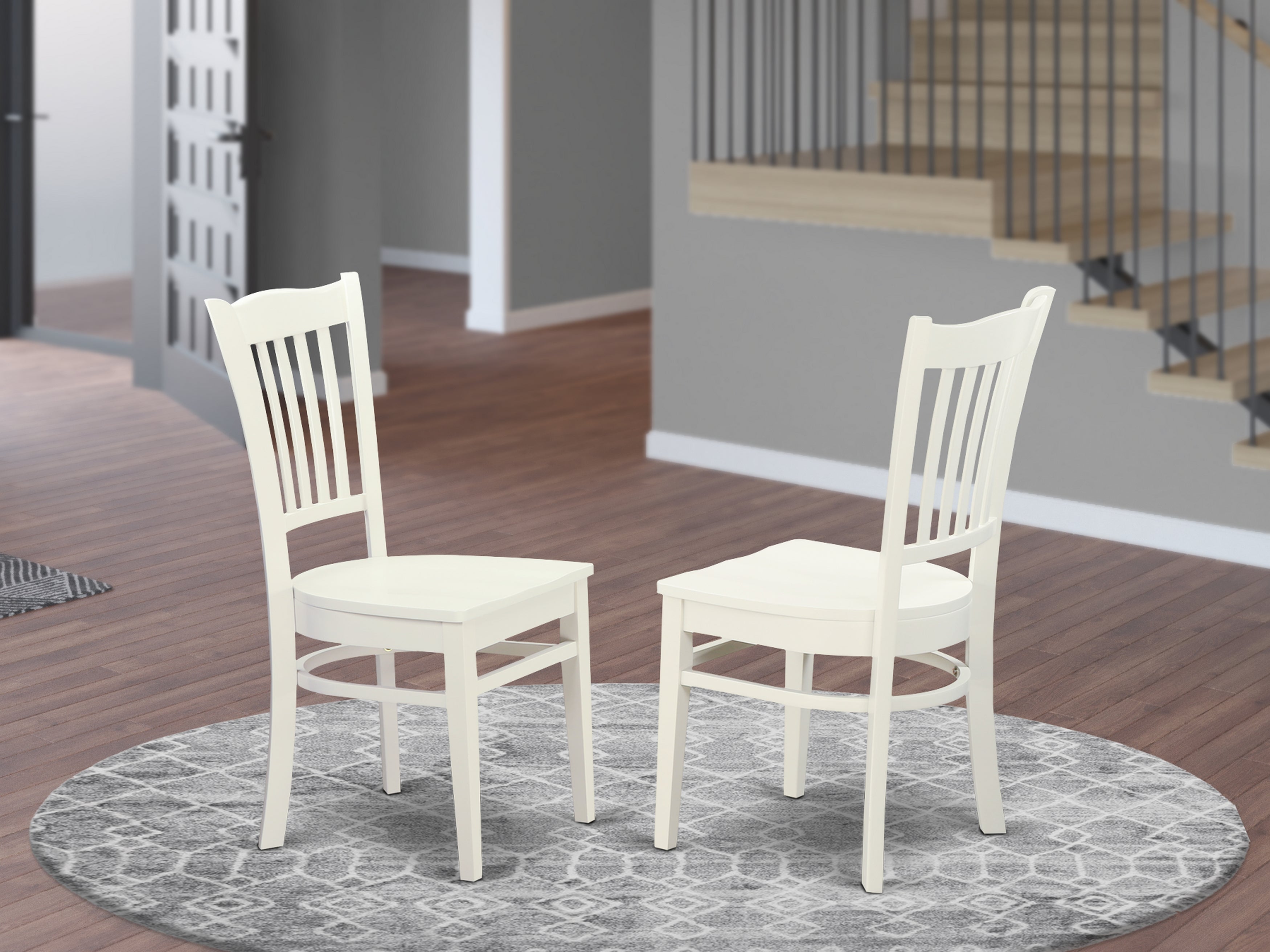 GRC-WHI-W Groton Dining Chair With Wood Seat In Linen White Finish