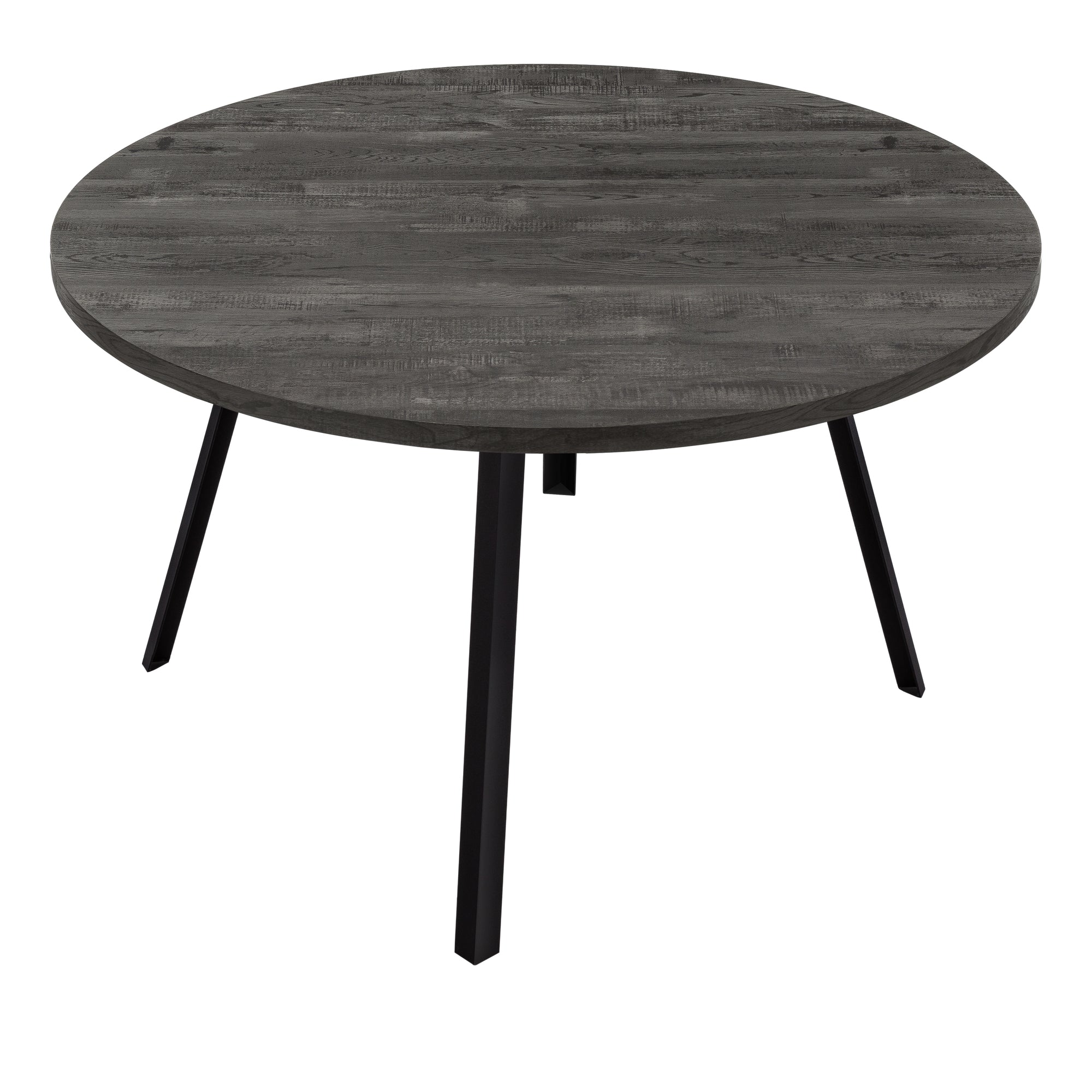48" Mid Century Round Wood Top Dining Table in Reclaimed Black