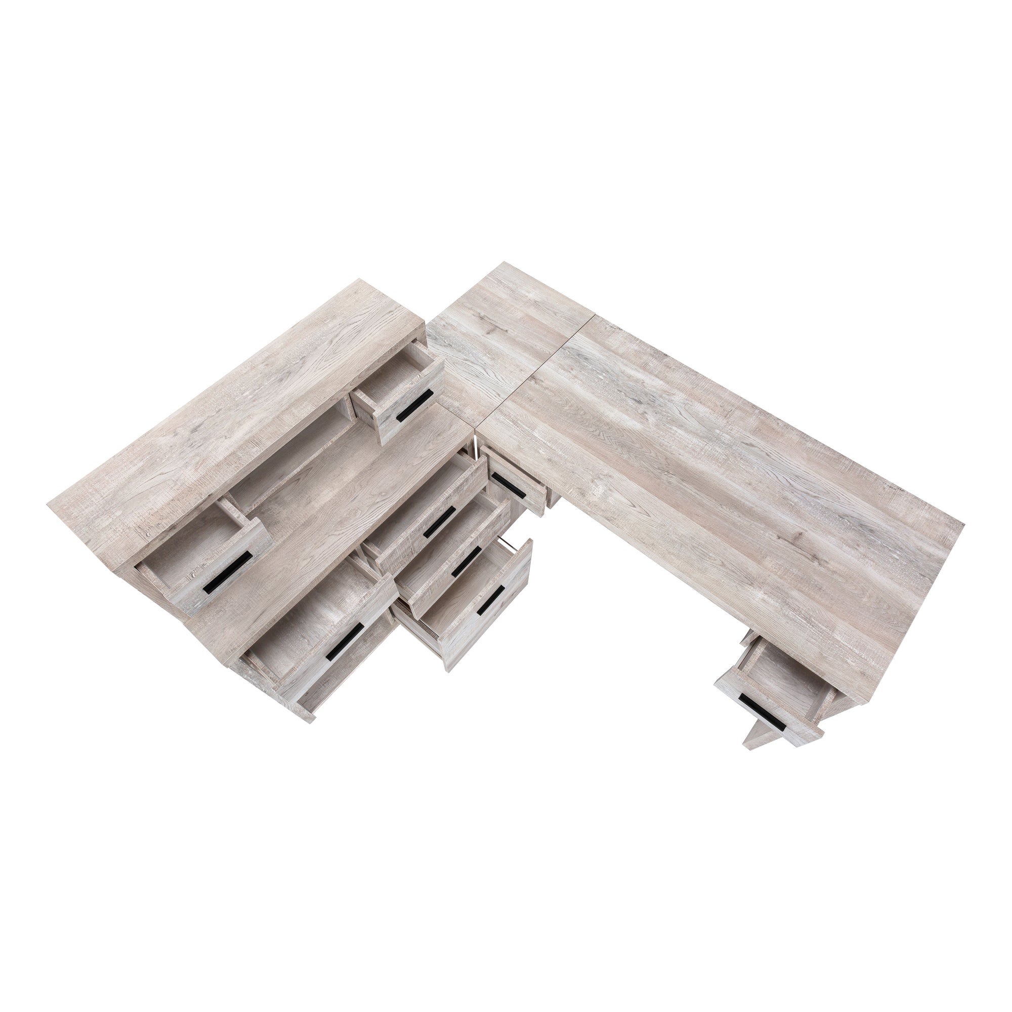 L Shaped Right or Left Reversible Corner Computer Desk in Reclaimed Taupe