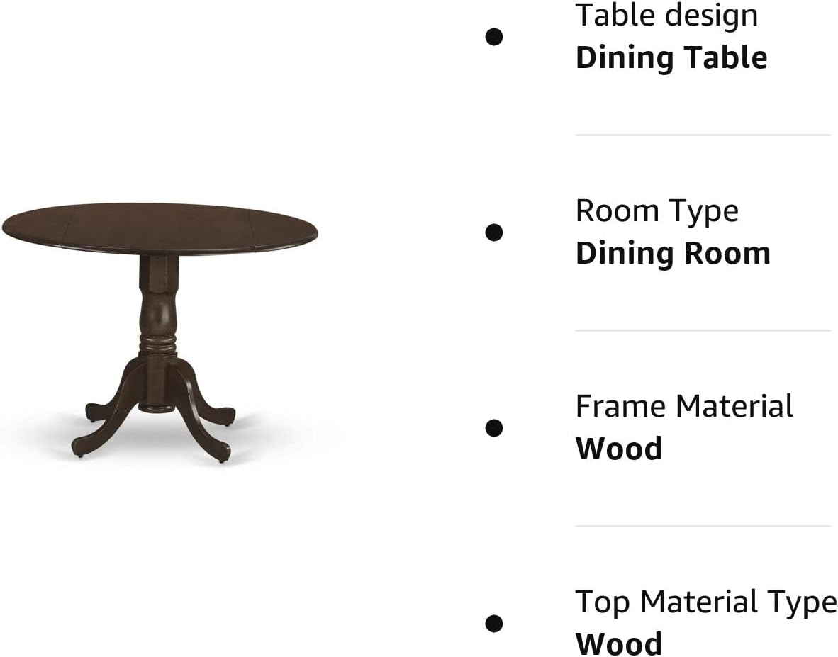 Dunblin Round Wood Dining Table with 29" Drop Leaves in Espresso