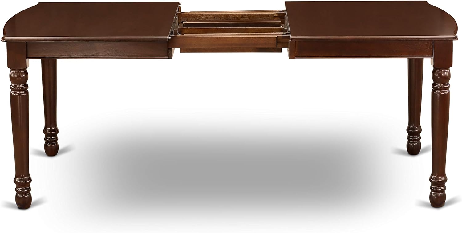 9Pc Mahogany 60/78" Dining Room Table With 18 In Leaf And 8 Wood Seat Chairs Set