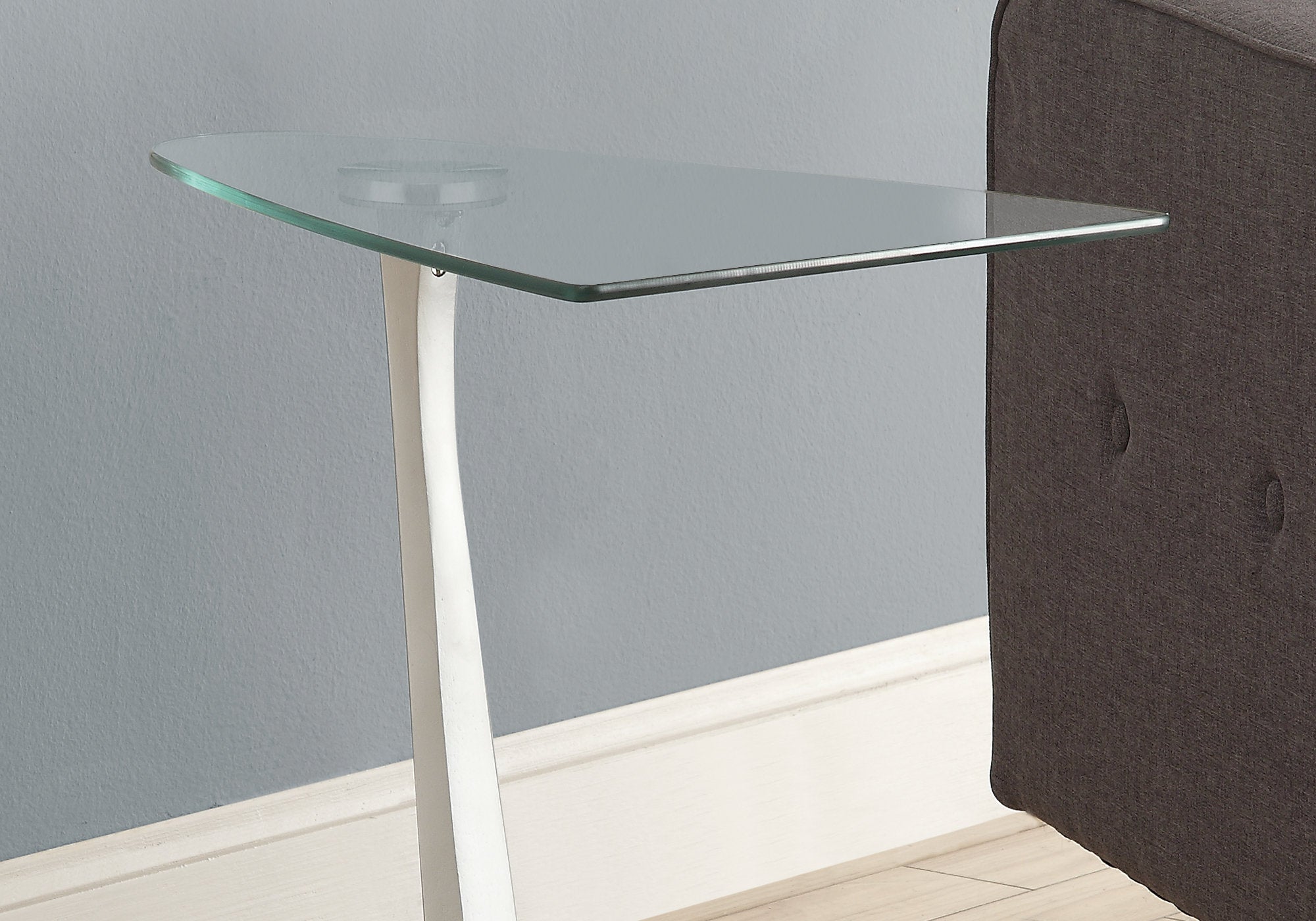 Accent Table Top with Tempered Glass In Glossy Black and Silver Finish