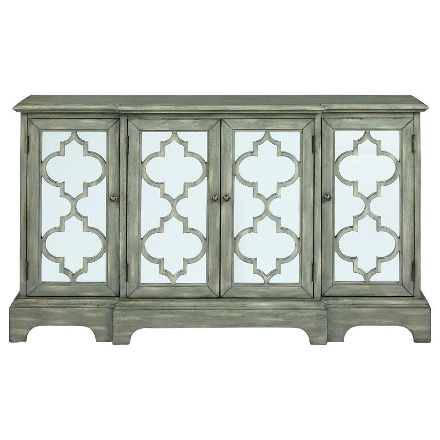 Erigeron Mirrored 4-door Accent Cabinet Grey and Bronze