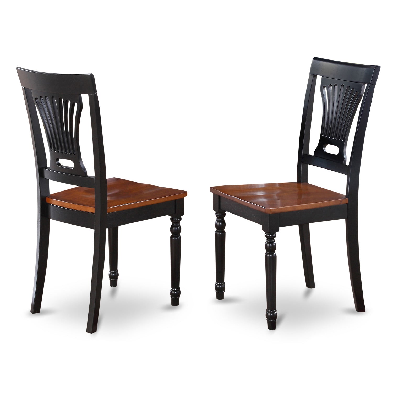 PVC-BLK-W Plainville Kitchen dining Chair with Wood Seat - Black & Cherry Finish.