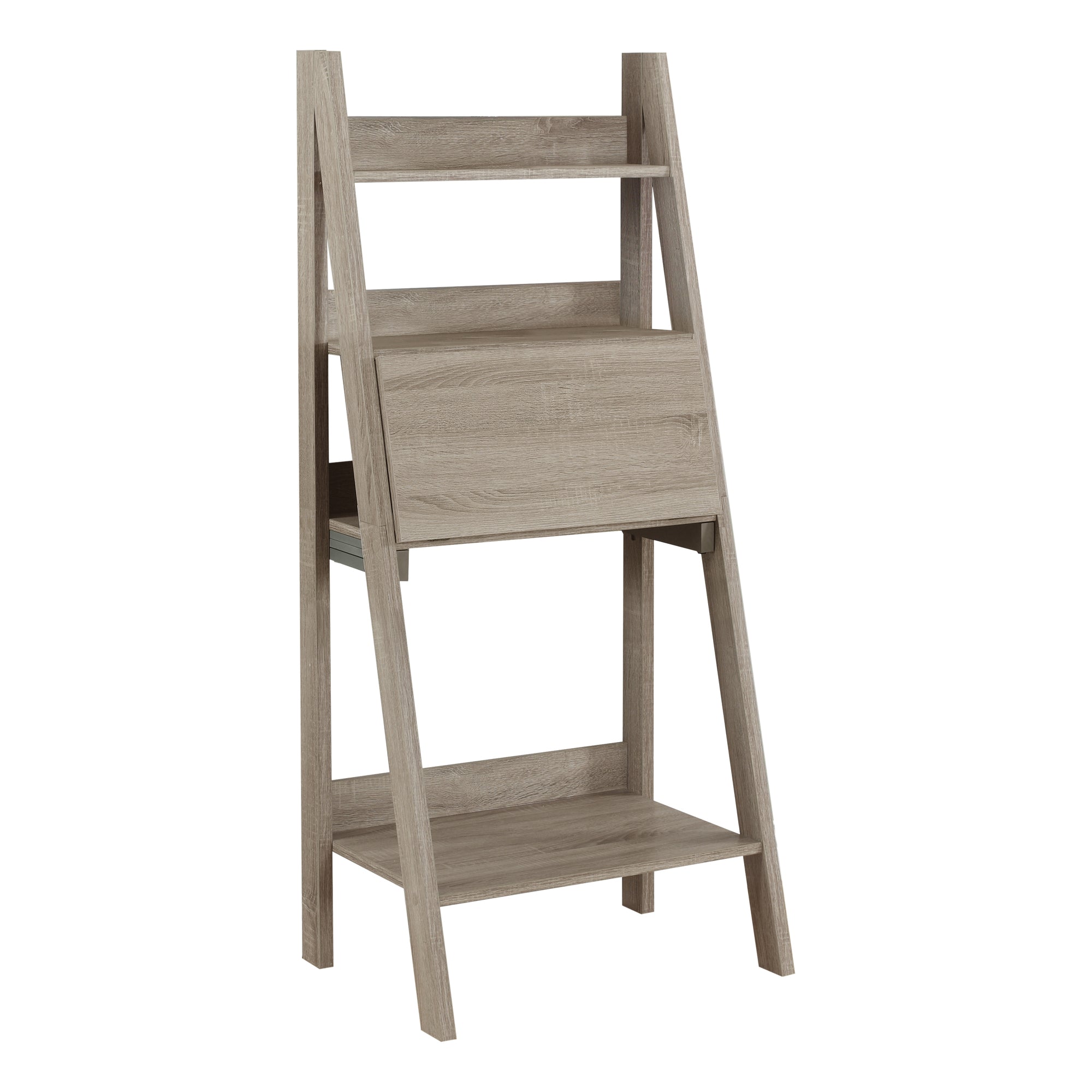 Ladder Bookcase Bookshelf Laptop Desk in Dark Taupe