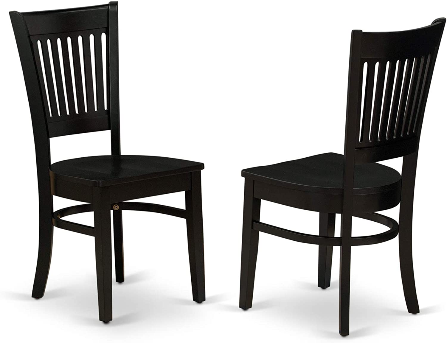 DLVA3-BLK-W 3 PC Black Round Dining 42" Dropleaf Table & 2 Wooden Seat Chairs