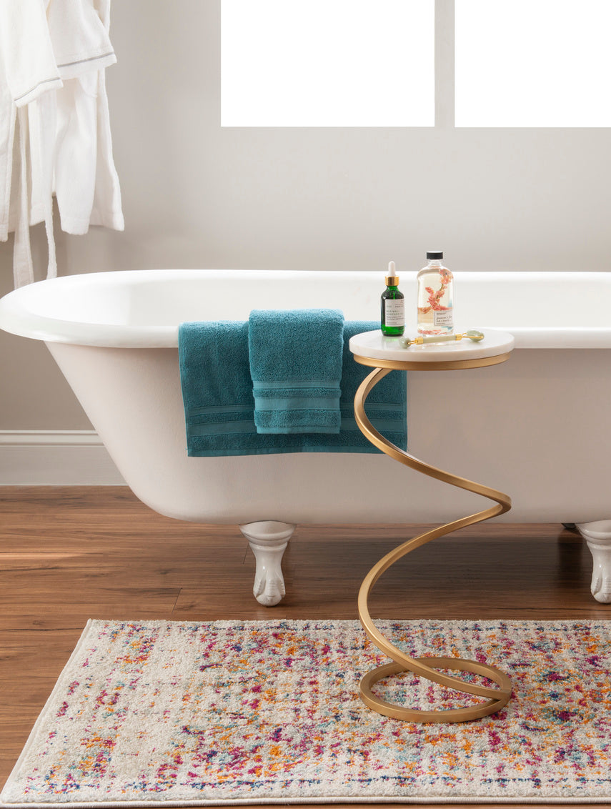 Contemporary White marble Spiral Accent Table