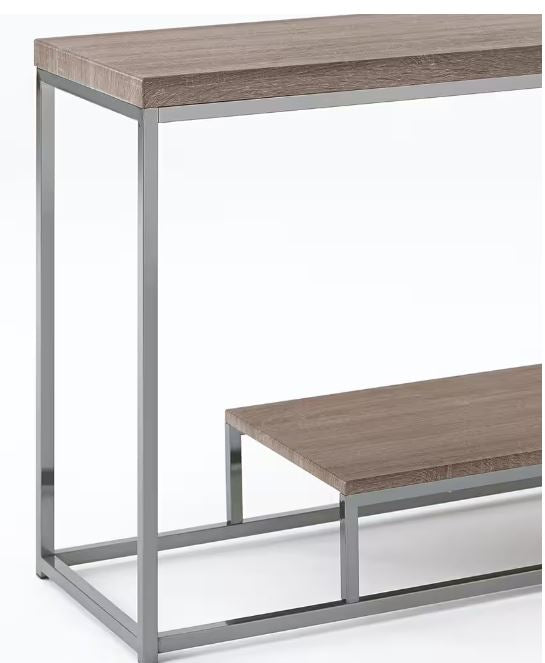 Lucia 47 in. Brown Rectangle Composite Console Table with Chrome Base