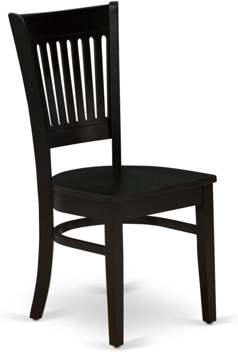 DLVA3-BLK-W 3 PC Black Round Dining 42" Dropleaf Table & 2 Wooden Seat Chairs