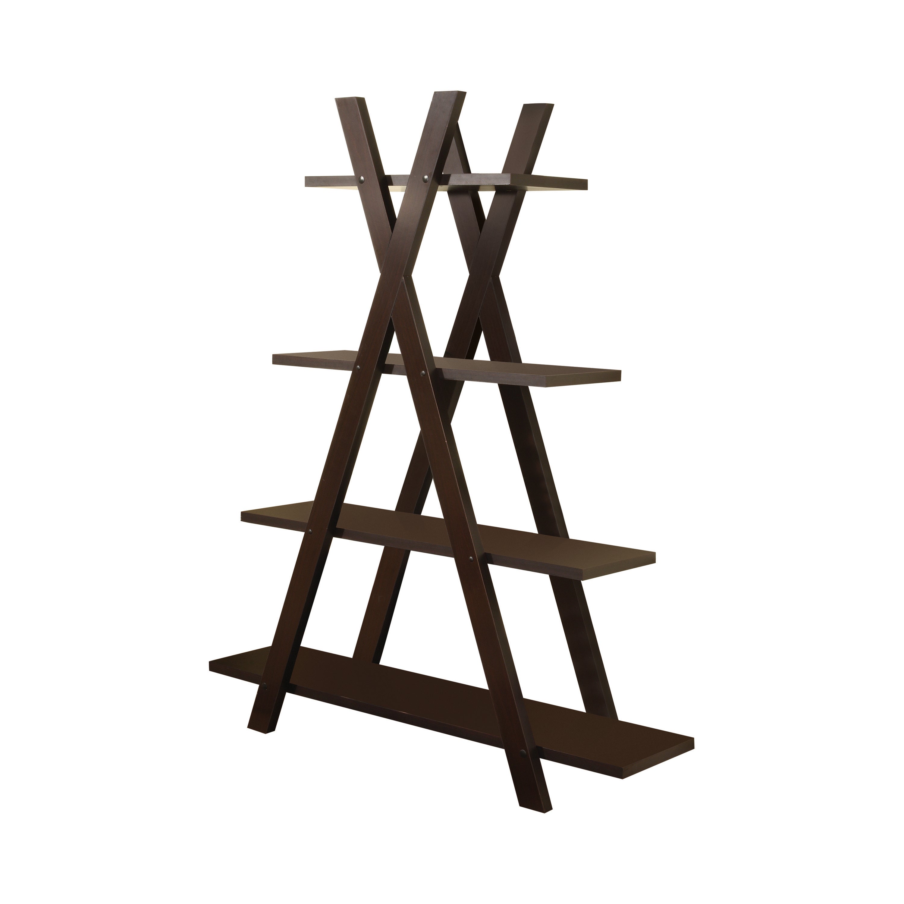 4-tier Crisscross Bookcase Shelf Cappuccino