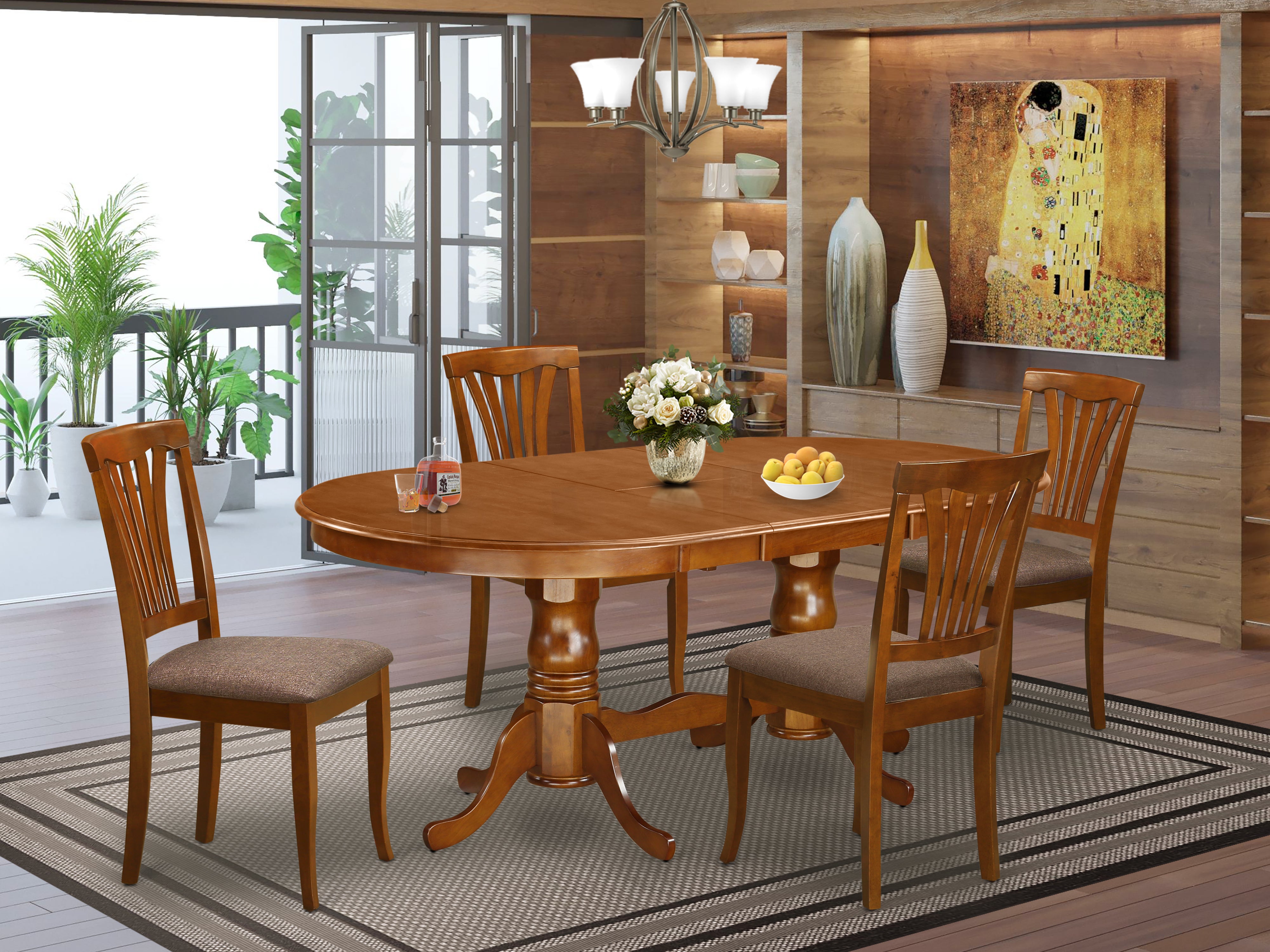 PLAV5-SBR-C 5 PC Dining room set-Dining Table with 4 Kitchen Chairs