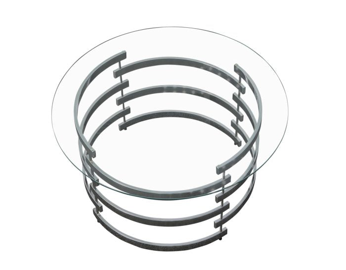 Steve Silver Tayside Rumfelt Round Glass Top End Table in Chrome