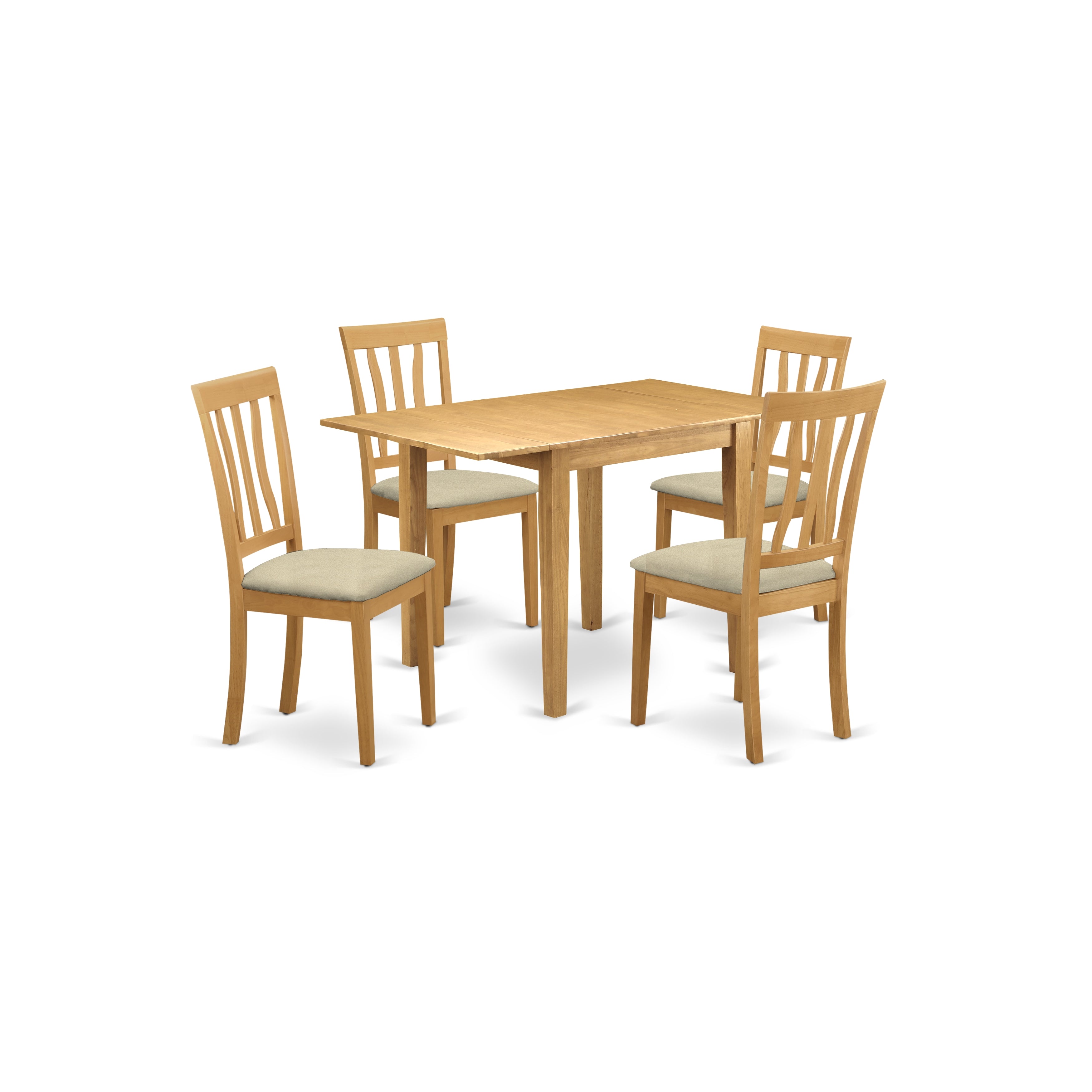 East West Furniture NDAN5-OAK-C Dining Room Table Set 5 Piece - Four Excellent Wooden Chairs - A Fantastic Modern Dining Table - Oak Color Microfiber - Oak Finish Wooden Structure